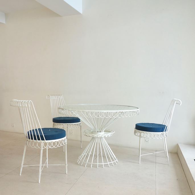 Mathieu Mategot - Cap d&#39;Ail model, set of five chairs and a rond table | MasterArt